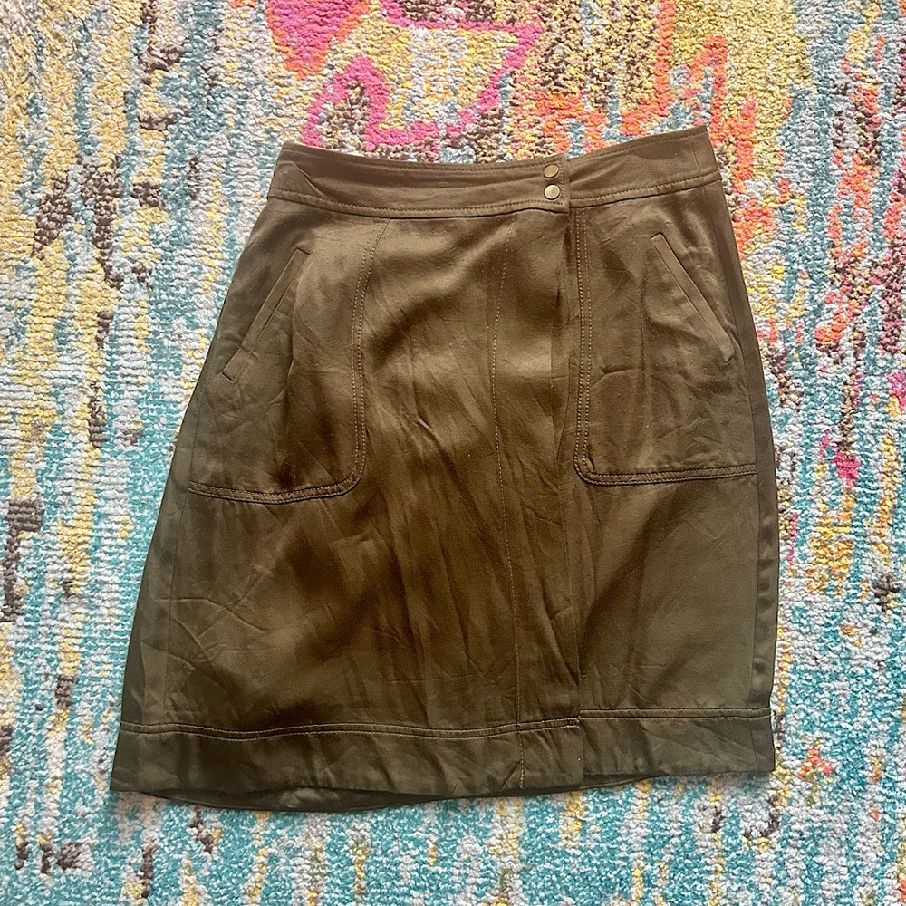LOFT Olive Green Wrap Skirt